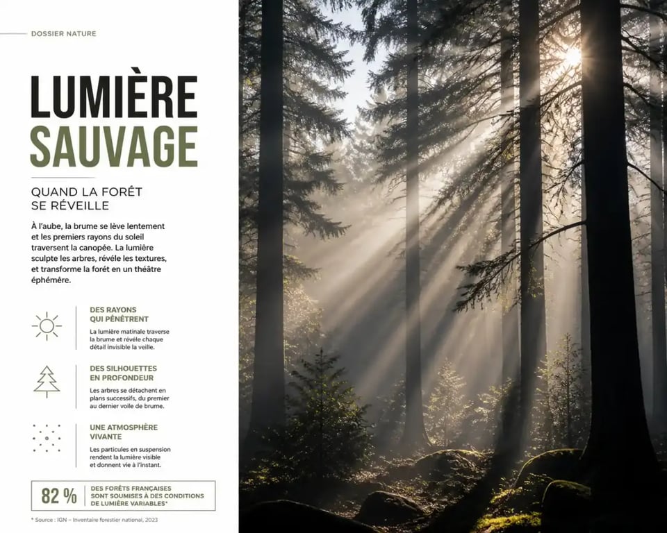 Paysage contre-jour photo avec rayons de lumière dans la brume