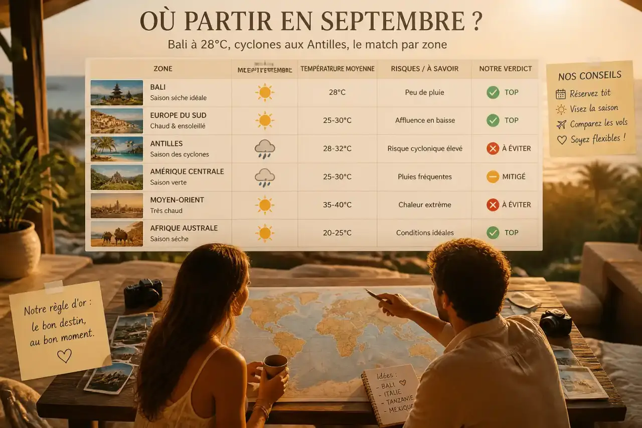 Où partir en septembre : Bali à 28°C, cyclones aux Antilles, le match par zone